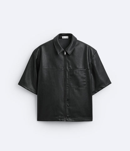 FADED LEATHER EFFECT OVERSHIRT