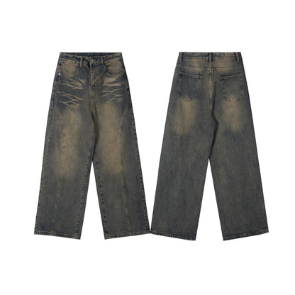 Vintage Fade Lightning Wide-Leg Jeans