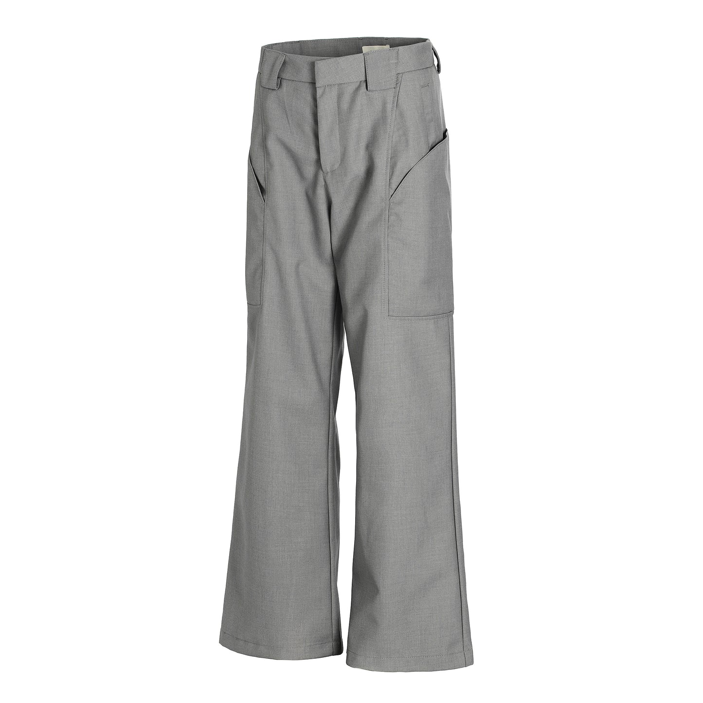 Grey Belted Utility Flared Trousers
