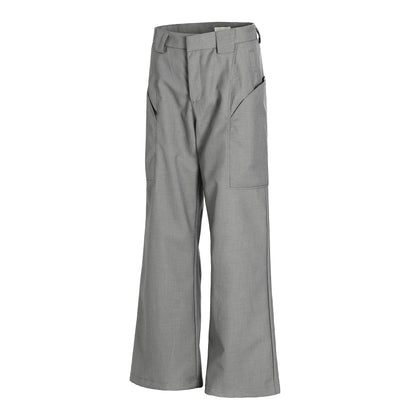 Grey Belted Utility Flared Trousers