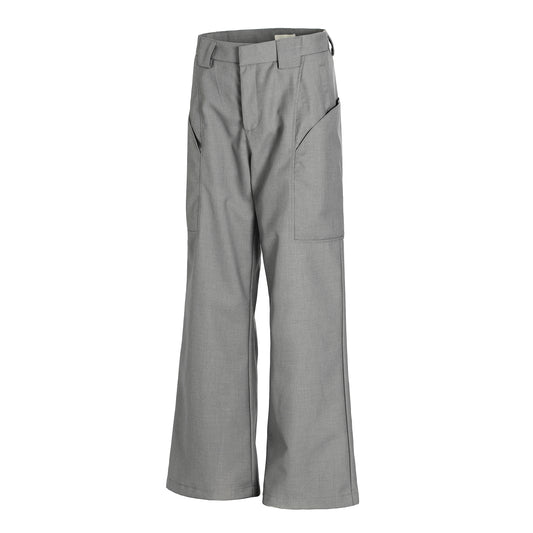 Grey Belted Utility Flared Trousers