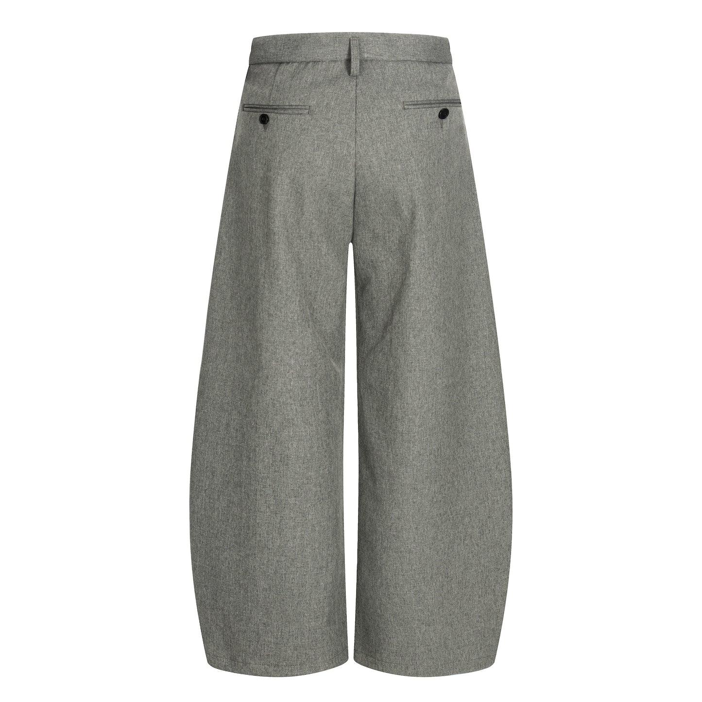 Grey Pleated Wide-Leg Trousers
