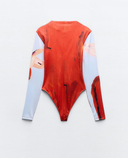 Red Xevi Sola Print Bodysuit