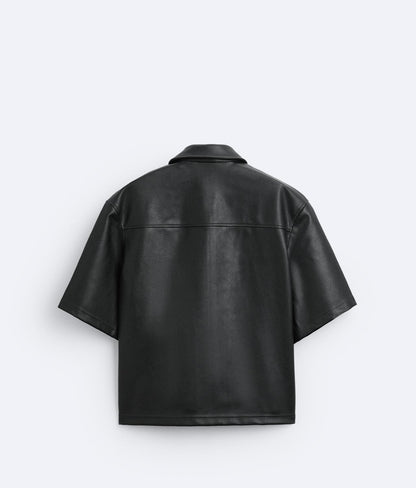 FADED LEATHER EFFECT OVERSHIRT