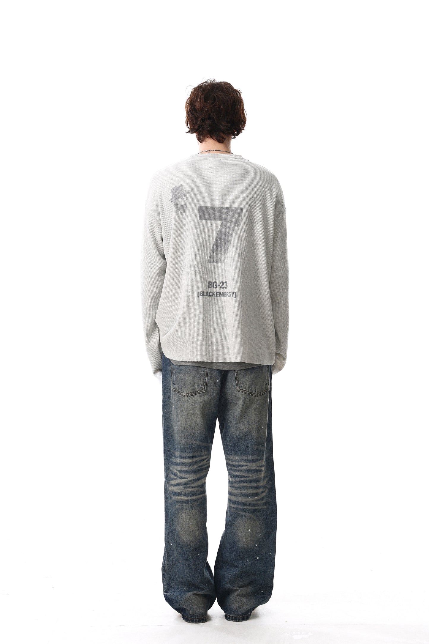 Waffle knit Oversized Tee with Print