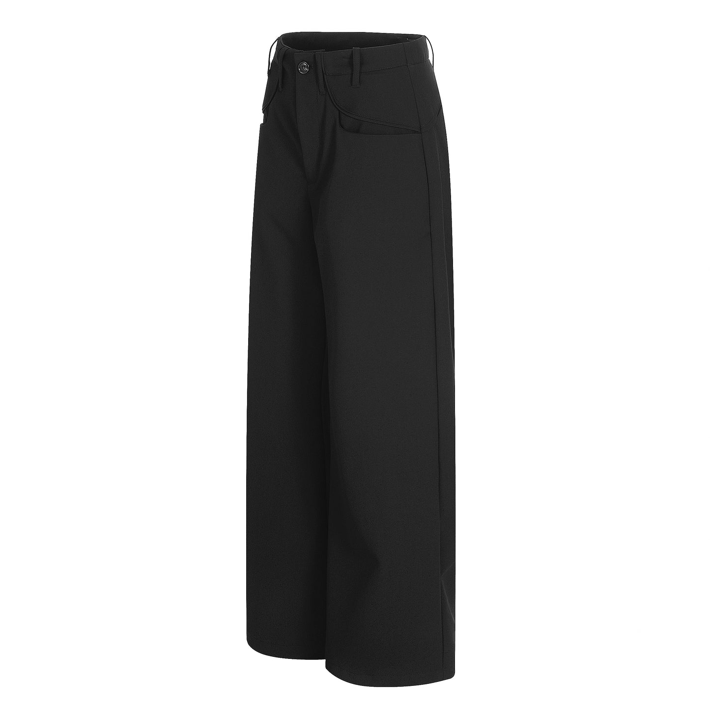 Charcoal Wide-Leg Tailored Trousers