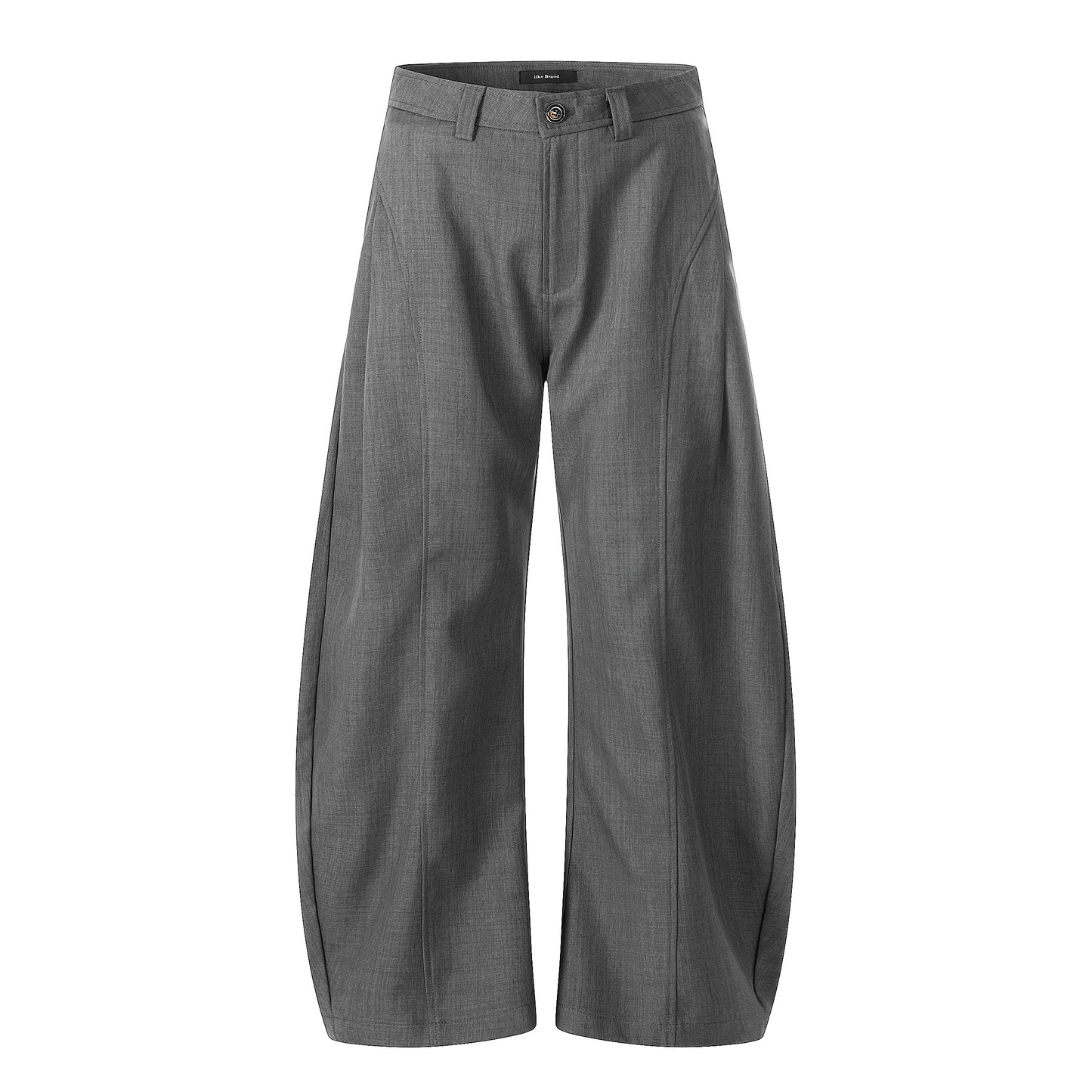 Charcoal Curved Seam Wide-Leg Trousers