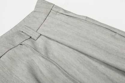 Light Grey Double-Button Wide-Leg Trousers