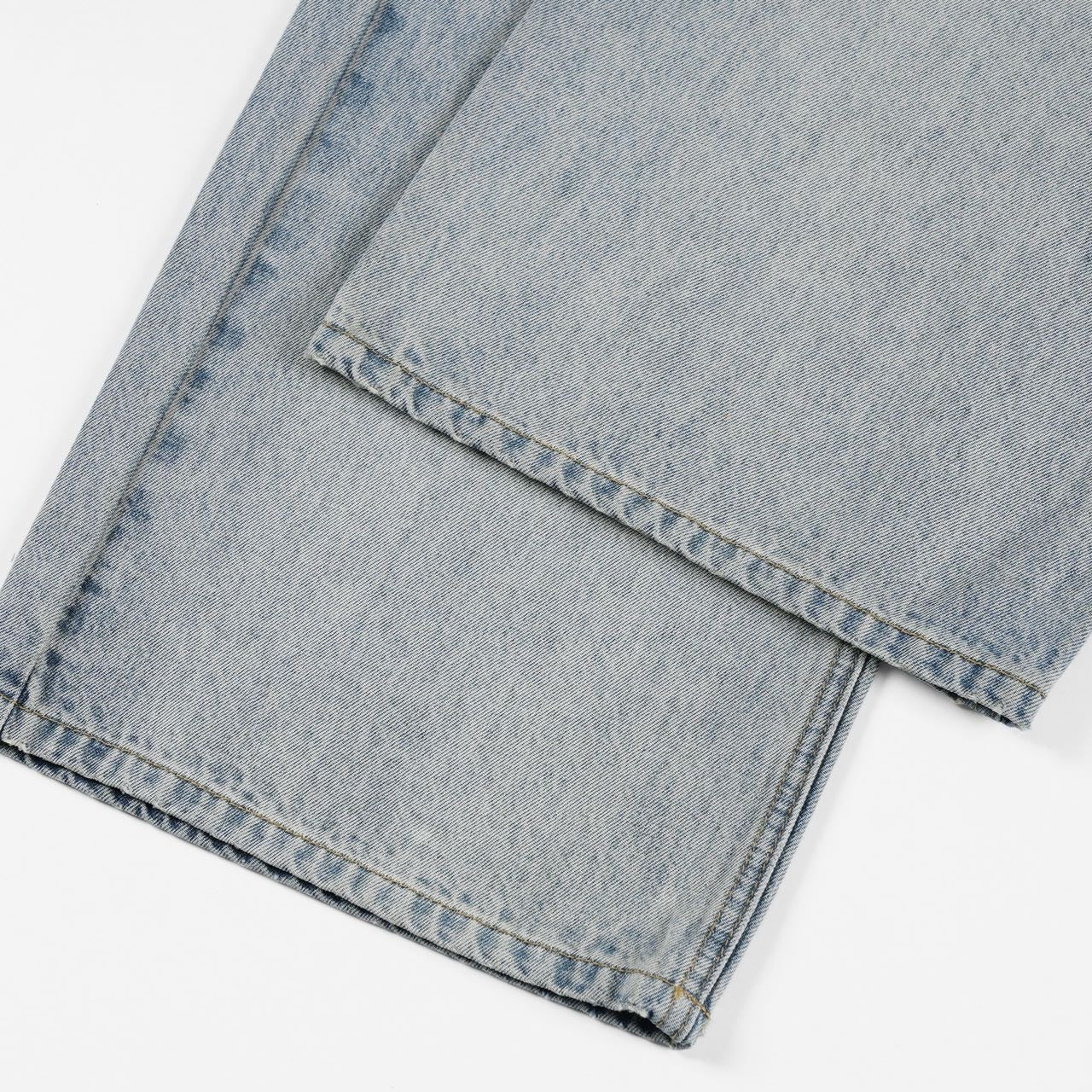 Ice Blue Ripped Wide-Leg Jeans