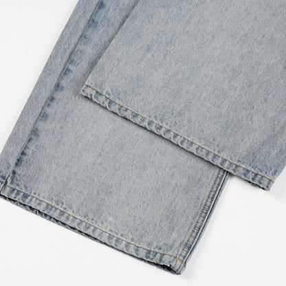 Ice Blue Ripped Wide-Leg Jeans