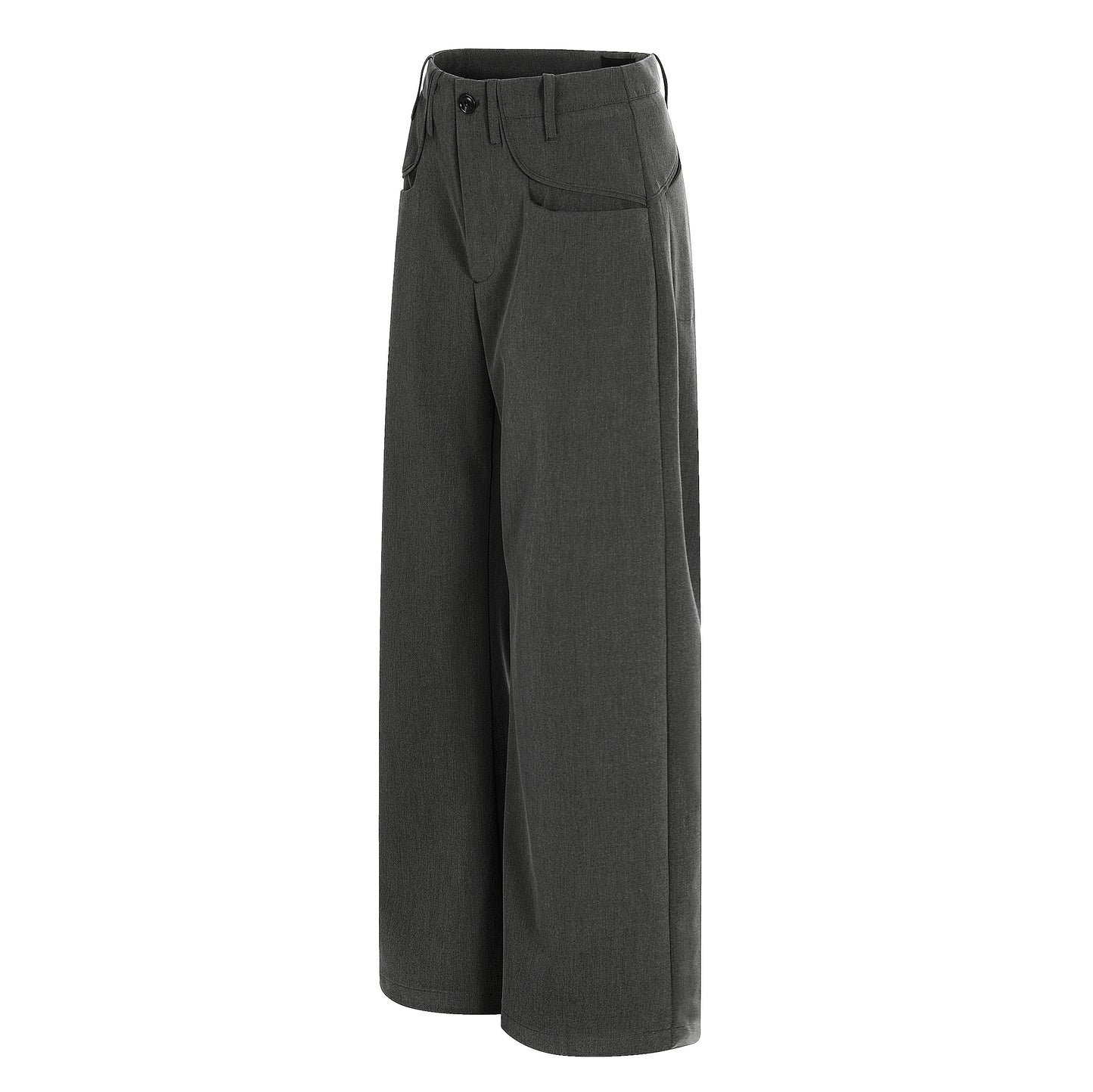 Charcoal Wide-Leg Tailored Trousers