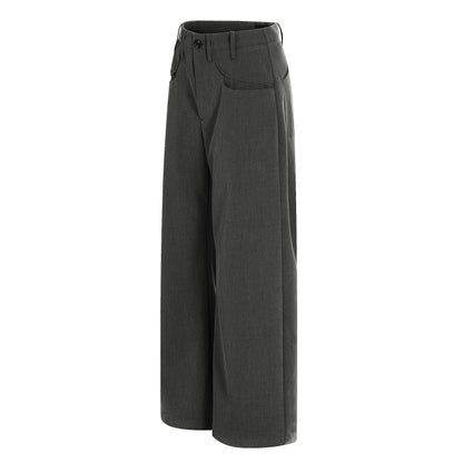 Charcoal Wide-Leg Tailored Trousers