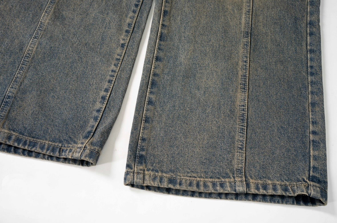 Vintage Fade Lightning Wide-Leg Jeans