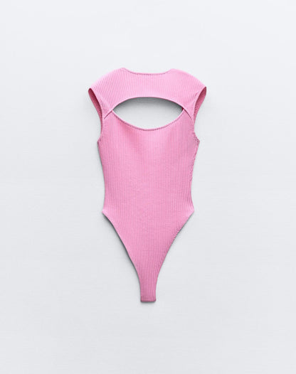 Ribbed Cut-Out Bodysuit