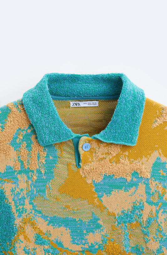 Jacquard Print Polo Shirt