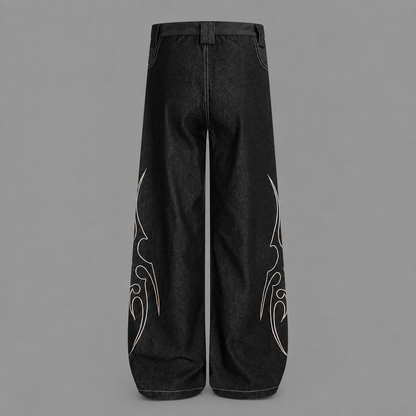 Tribal Wide-Leg Jeans