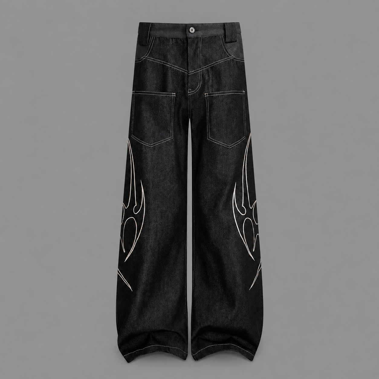 Tribal Wide-Leg Jeans
