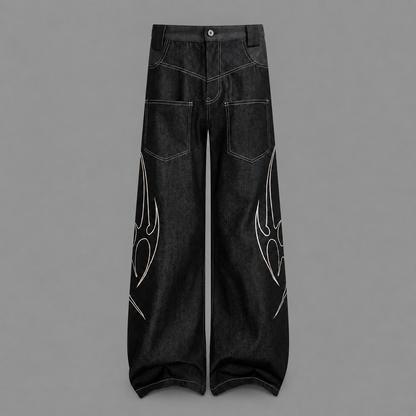 Tribal Wide-Leg Jeans