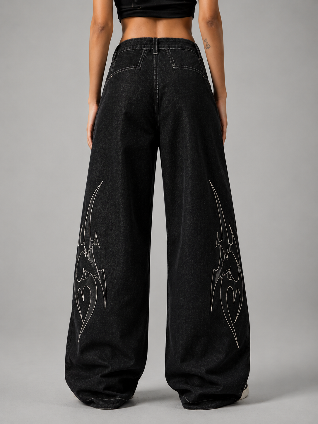 Tribal Wide-Leg Jeans