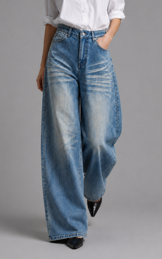 Loose Fit Washed Jeans