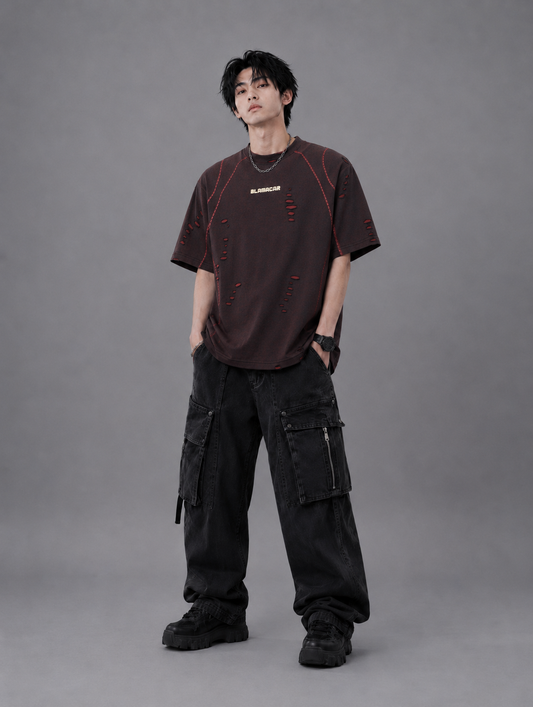 Scarline Distress Seam Tshirt