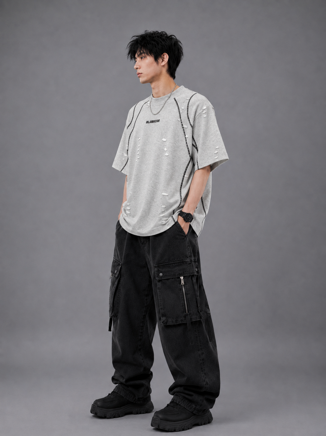 Scarline Distress Seam Tshirt