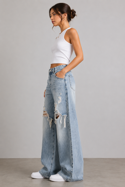Ice Blue Ripped Jeans
