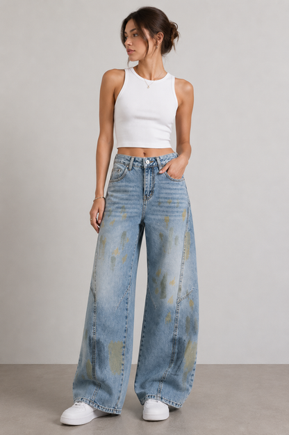Washed Graffiti Jeans