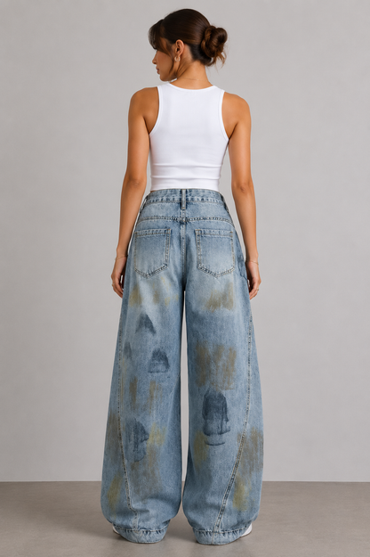 Washed Graffiti Jeans