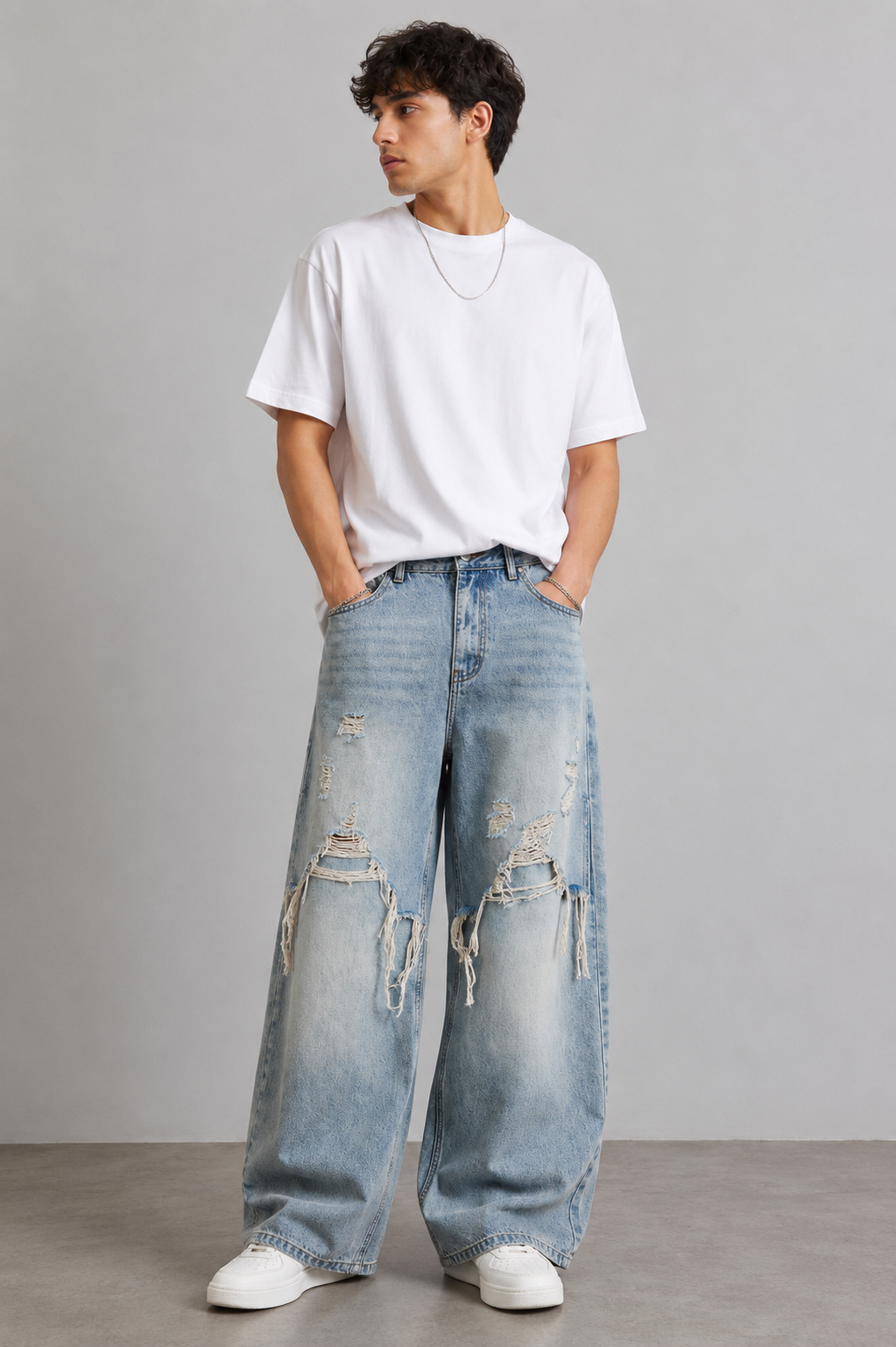 Ice Blue Ripped Jeans