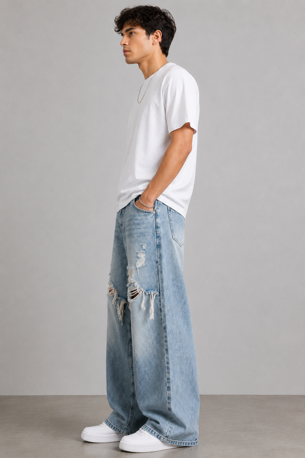 Ice Blue Ripped Jeans