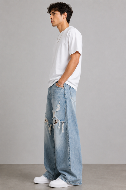 Ice Blue Ripped Jeans