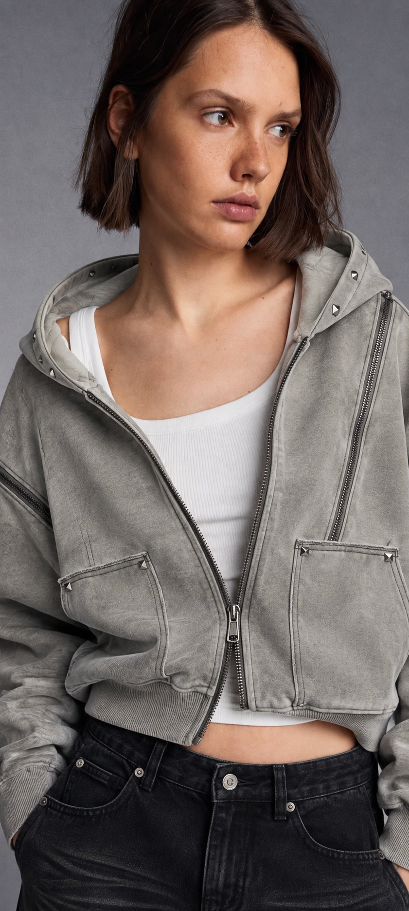 Rivet Zip Hoodie