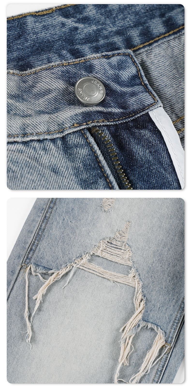 Ice Blue Ripped Wide-Leg Jeans