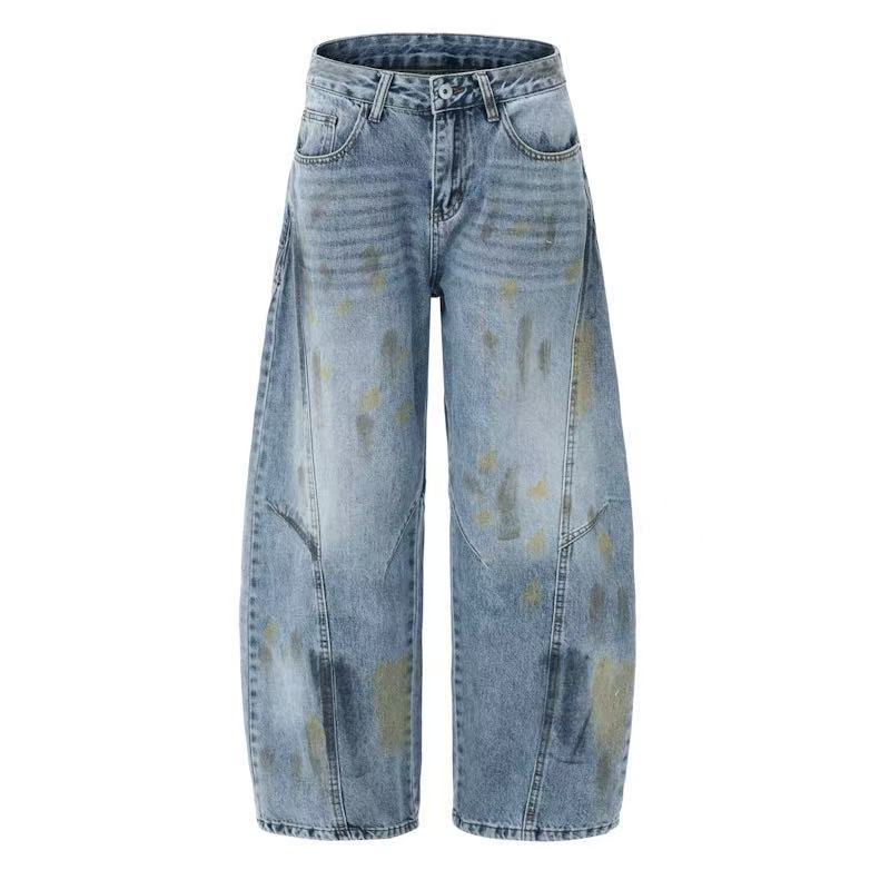 Urban Washed Graffiti Wide-Leg Jeans