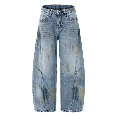 Urban Washed Graffiti Wide-Leg Jeans