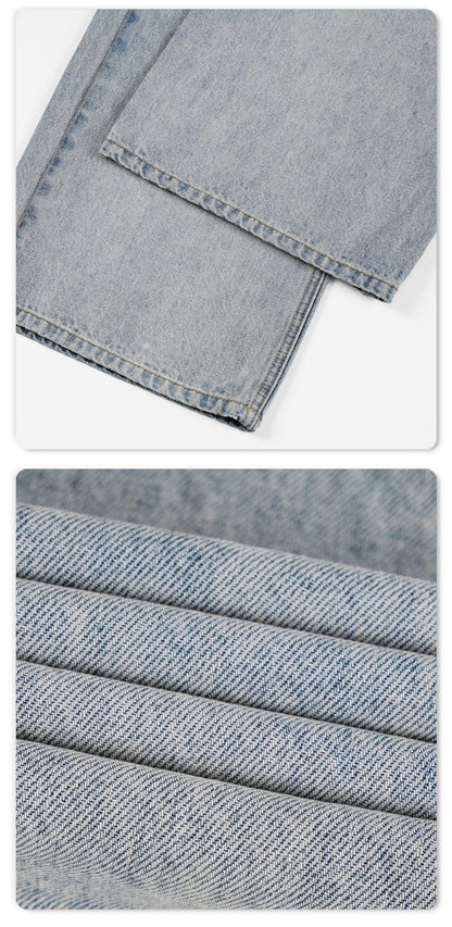 Ice Blue Ripped Wide-Leg Jeans