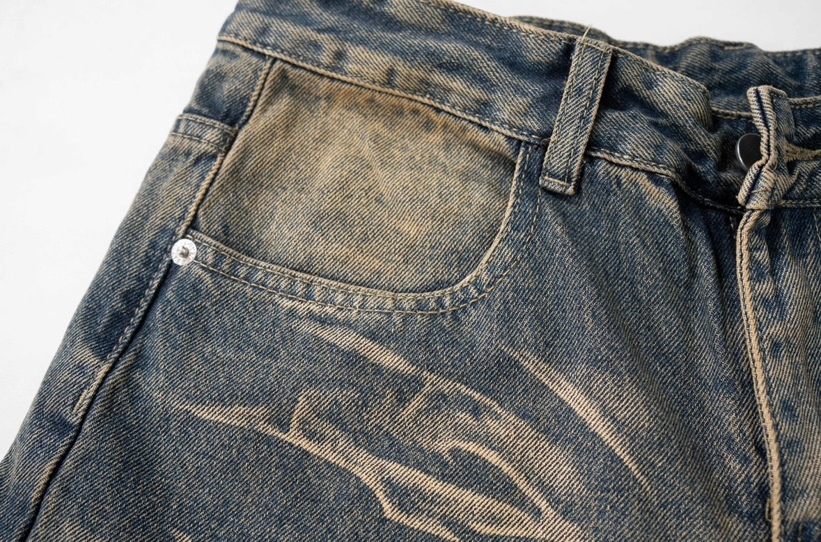 Vintage Fade Lightning Wide-Leg Jeans