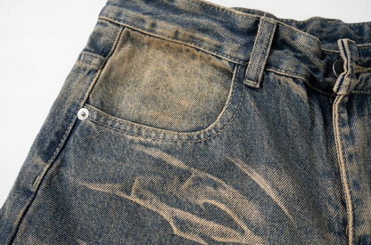 Vintage Fade Lightning Wide-Leg Jeans