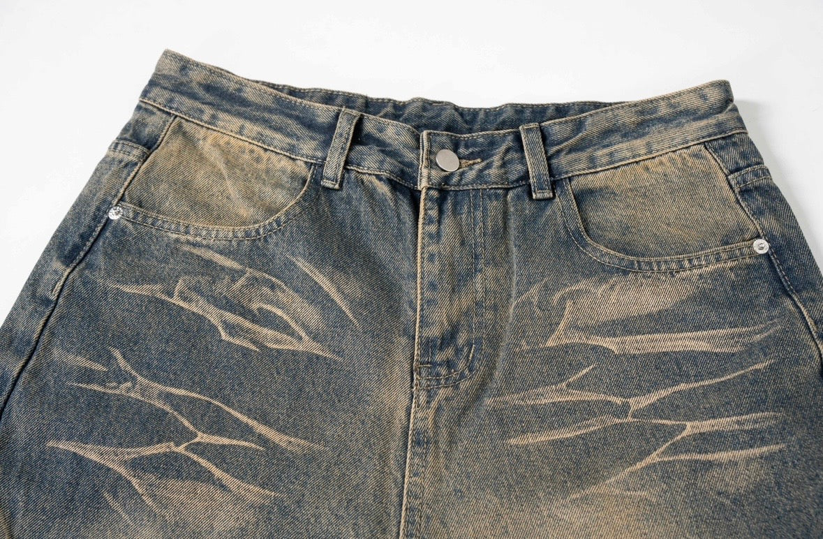Vintage Fade Lightning Wide-Leg Jeans