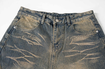 Vintage Fade Lightning Wide-Leg Jeans