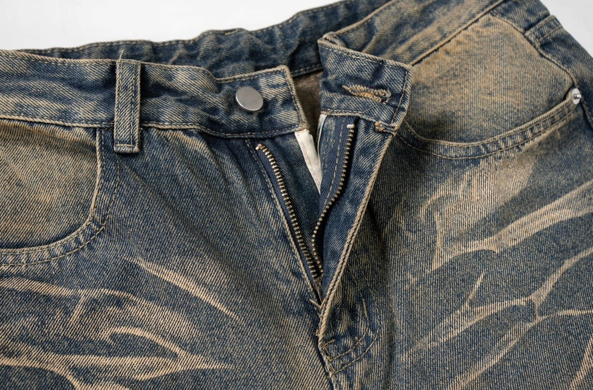 Vintage Fade Lightning Wide-Leg Jeans