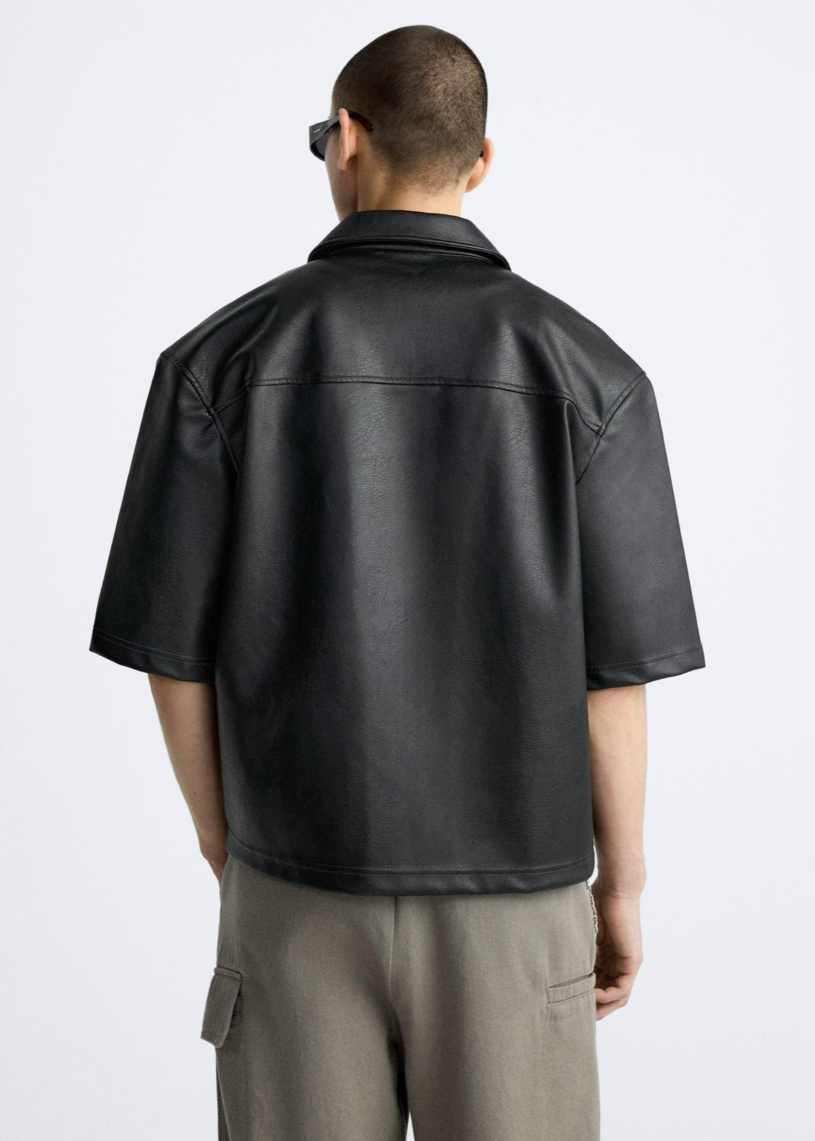 FADED LEATHER EFFECT OVERSHIRT