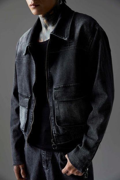 CROPPED FADE DENIM JACKET