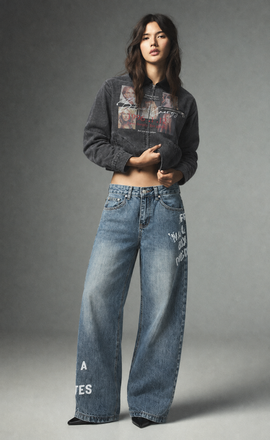 Printed Baggy Jeans