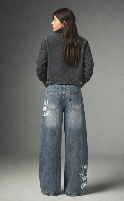 Printed Baggy Jeans