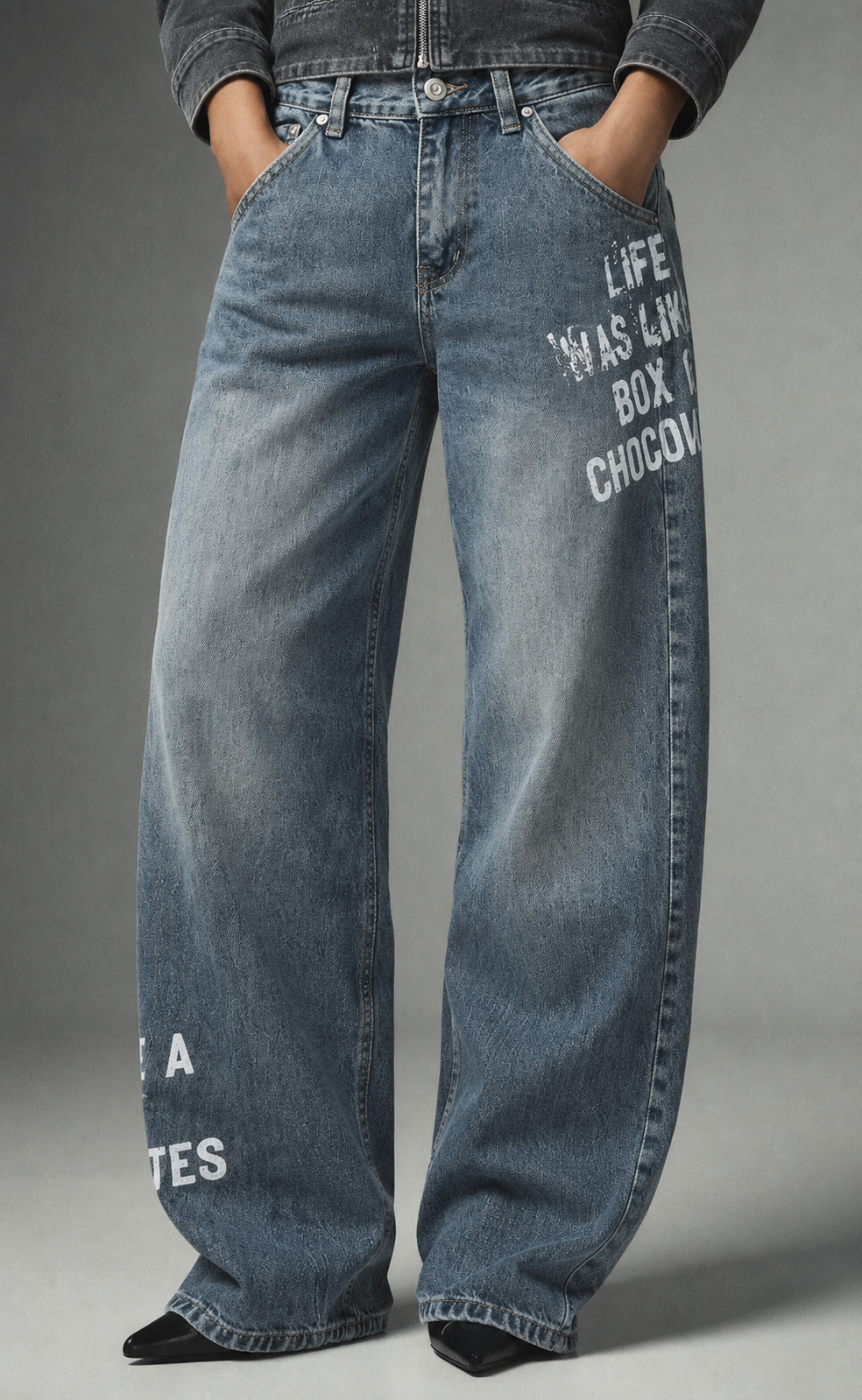 Printed Baggy Jeans