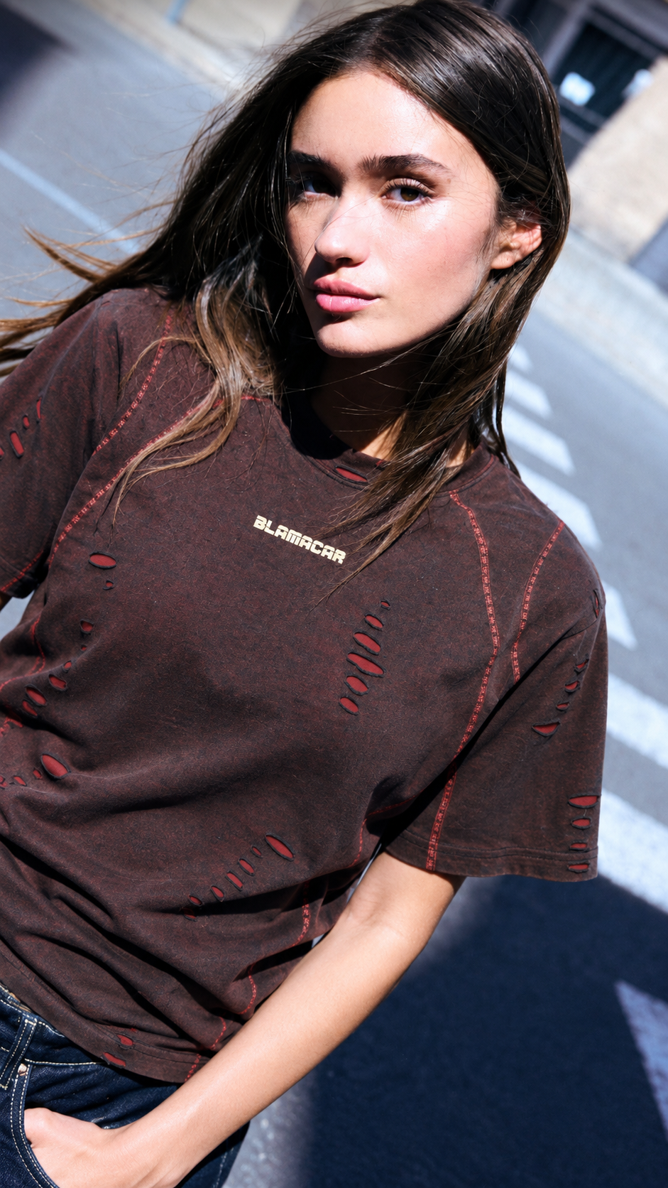 Scarline Distress Seam Tshirt