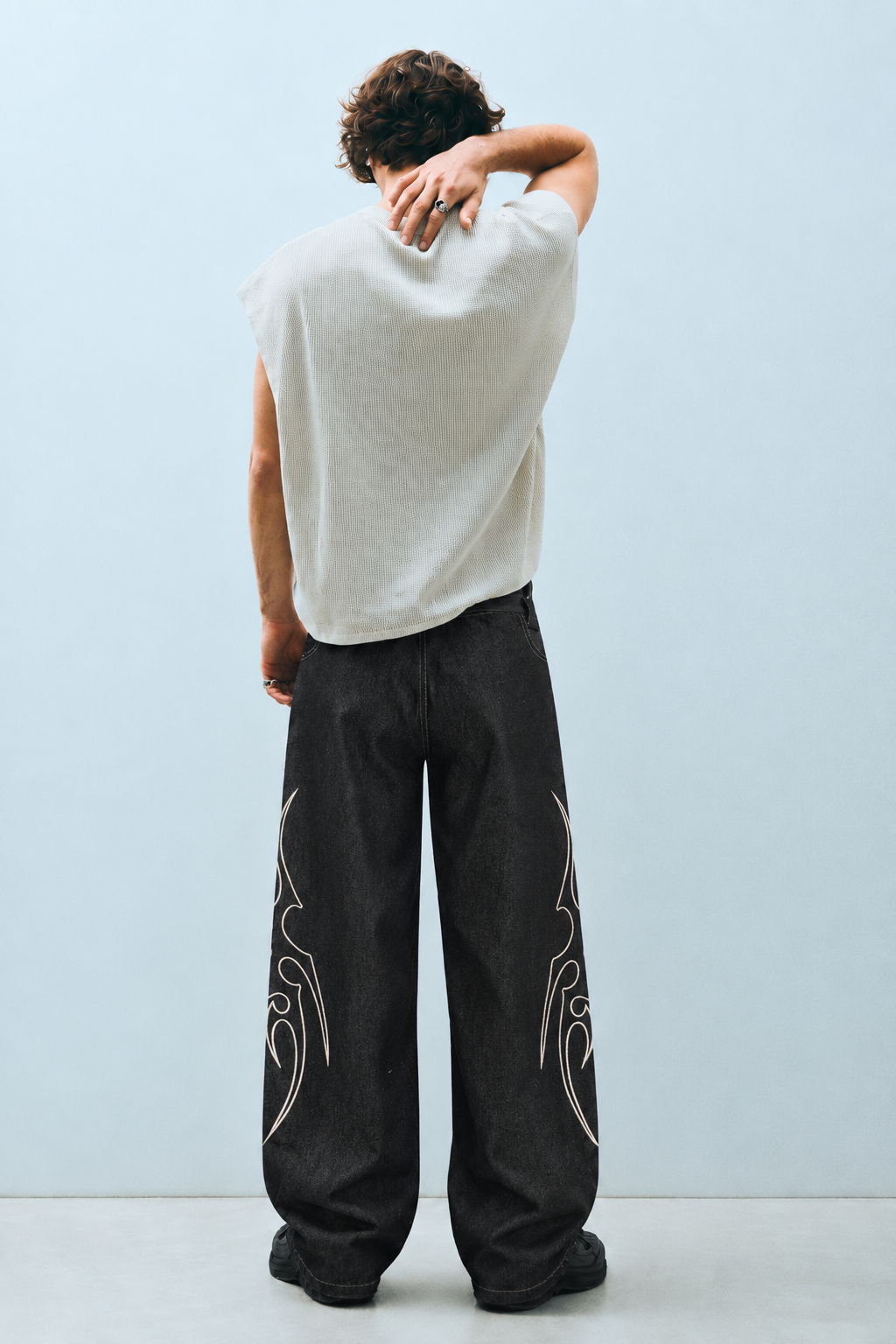 Tribal Wide-Leg Jeans