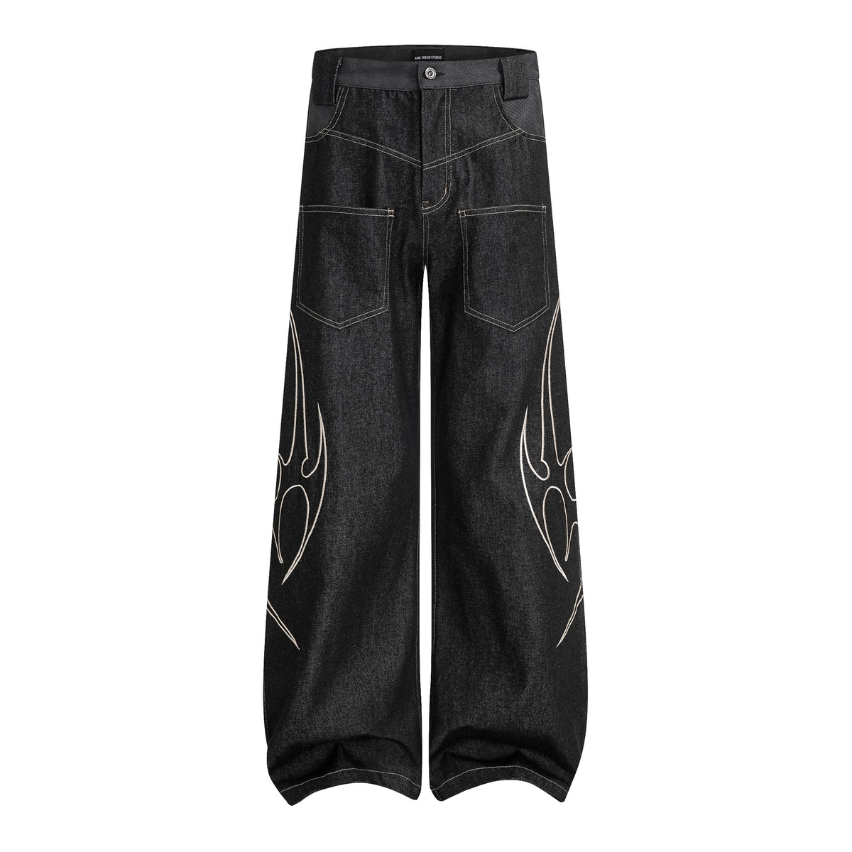 Tribal Wide-Leg Jeans